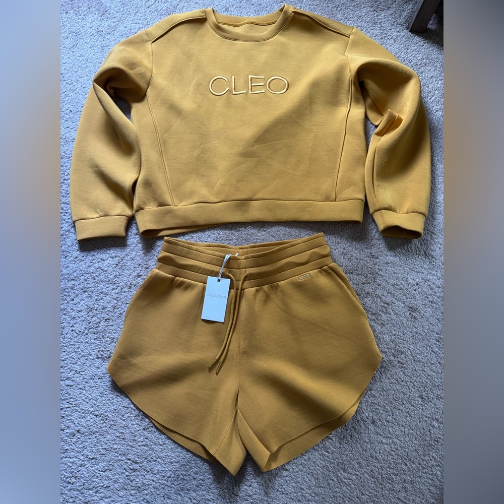 CLEO Harper Mustard Yellow Sweatshirt and Shorts Set